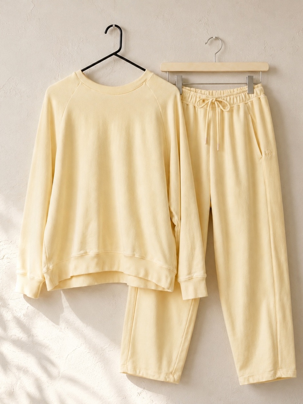 Cotton 100% Cream Sweat Set S/M, Baggy Pants & Sweatshirt